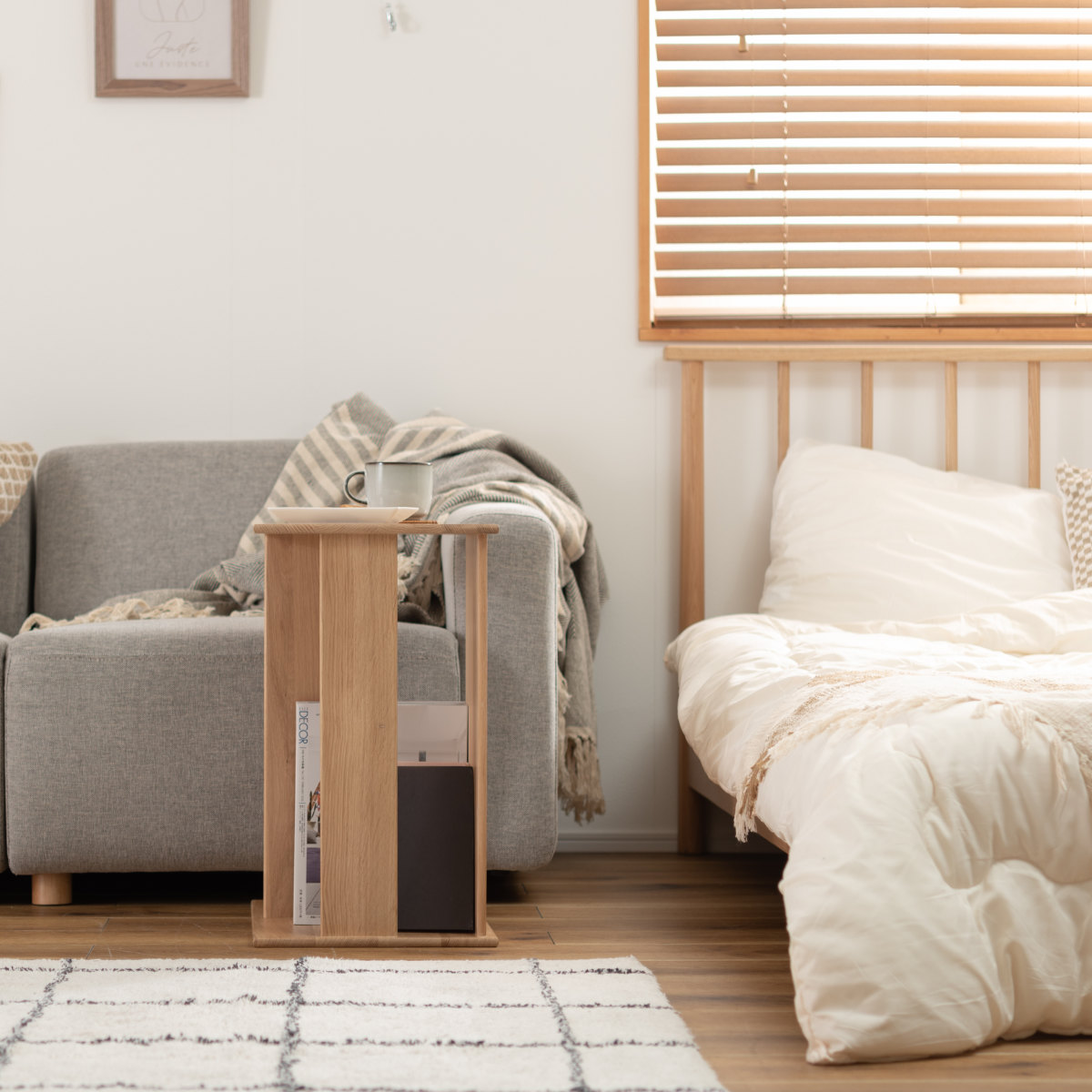 東谷 サイドテーブル 高さ55cm コの字 木製 （ オーク 天然木 ソファ