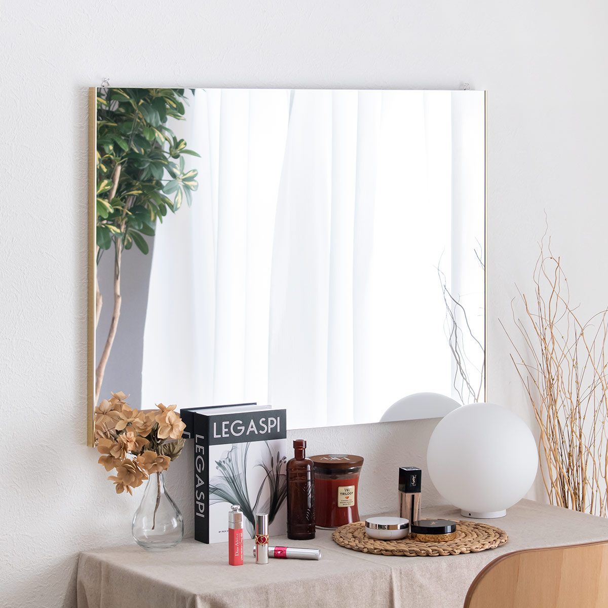 割れない鏡 リフェクスミラー 幅80cm 高さ60cm バリエピクチャー （ 鏡