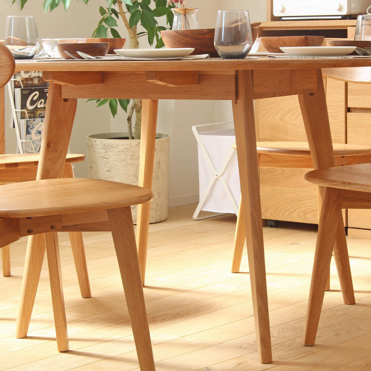 岩附 ダイニングテーブル 幅120cm 円形 リバー 木製 天然木 （ オーク