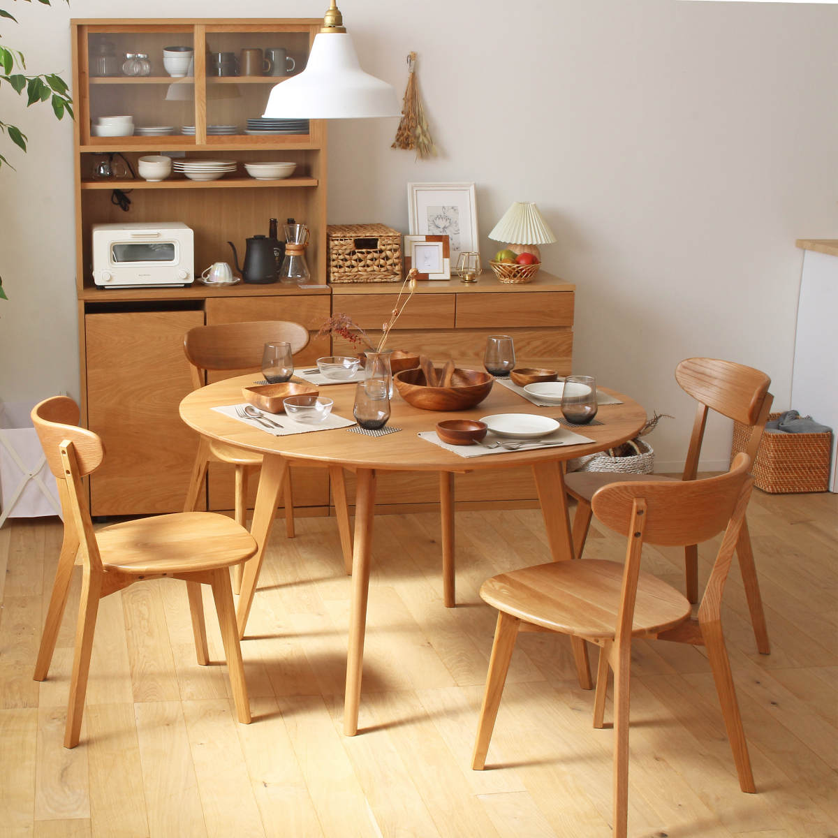 岩附 ダイニングテーブル 幅120cm 円形 リバー 木製 天然木 （ オーク