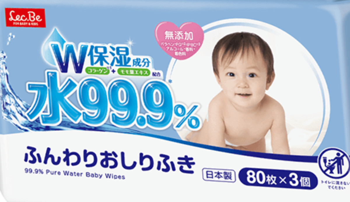 LEC（レック） おしり拭き ふんわりおしりふき 水99.9％ 80枚入 3個