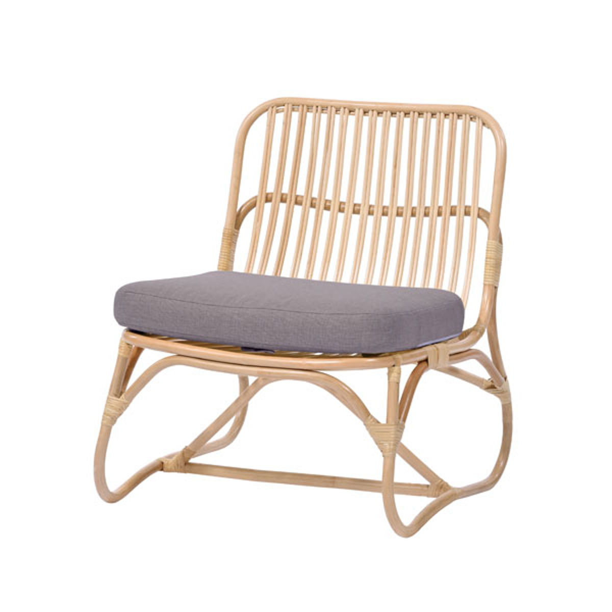 籐 ラタンチェア ロータイプ クッション付 座面高38cm （ ラタン