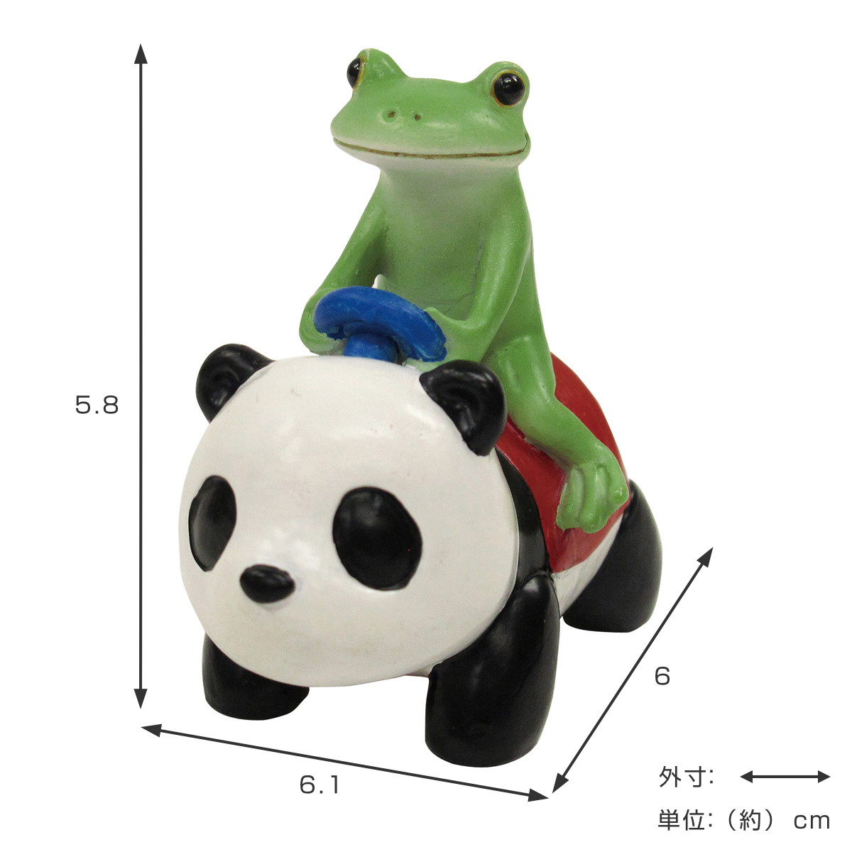 置き物 パンダの乗り物にのるカエル Copeau （ コポー カエル