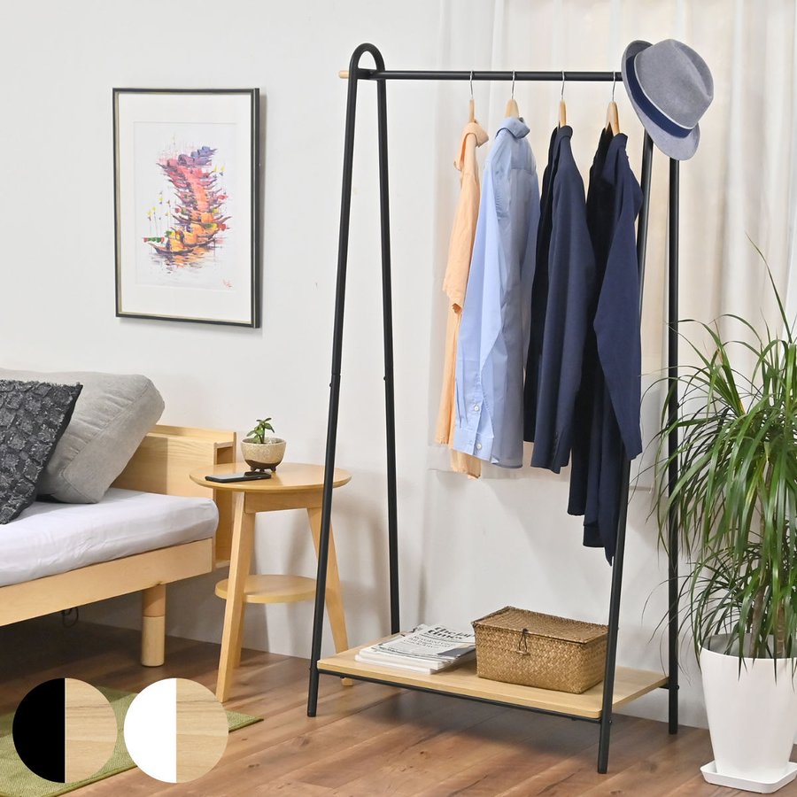 フクダクラフト ハンガーラック 棚付 A型 スチールフレーム 幅92cm