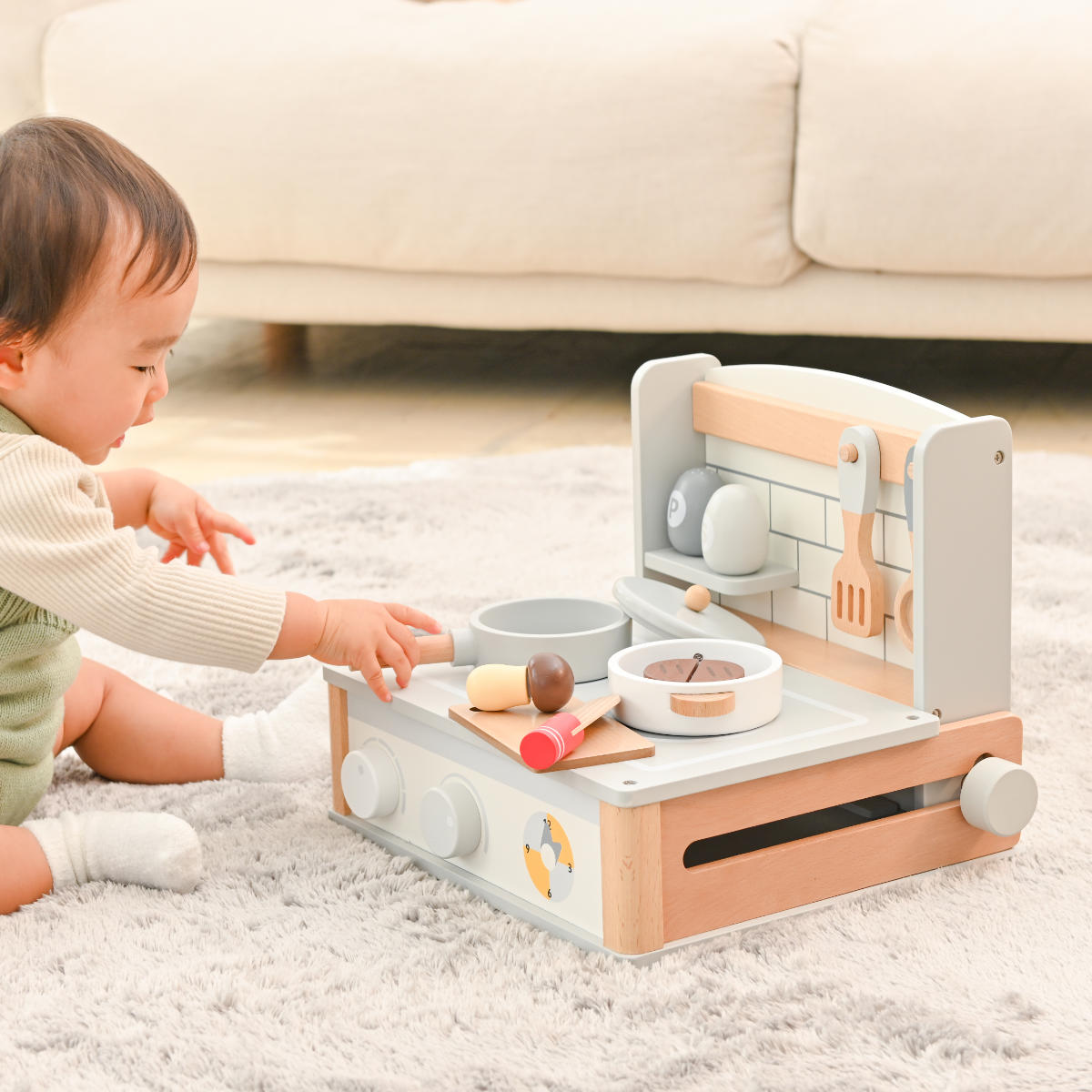 おもちゃ おままごと キッチン ミニ 3歳 木製 北欧 ( 木のおもちゃ 木製おもちゃ 卓上 コンパクト 収納 ベビー 赤ちゃん 子ども ギフト プレゼント )