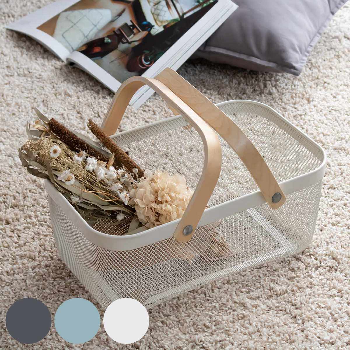 Linie リーニエ ウッドツーハンドルアイアンバスケット （ バスケット