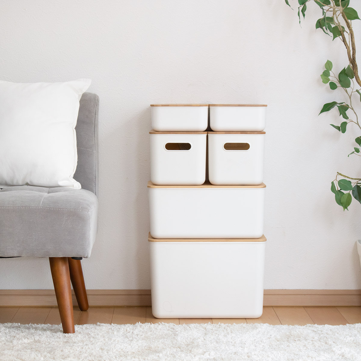 Linie リーニエ バンブー蓋PP収納 Lサイズ （ 収納ボックス 収納ケース