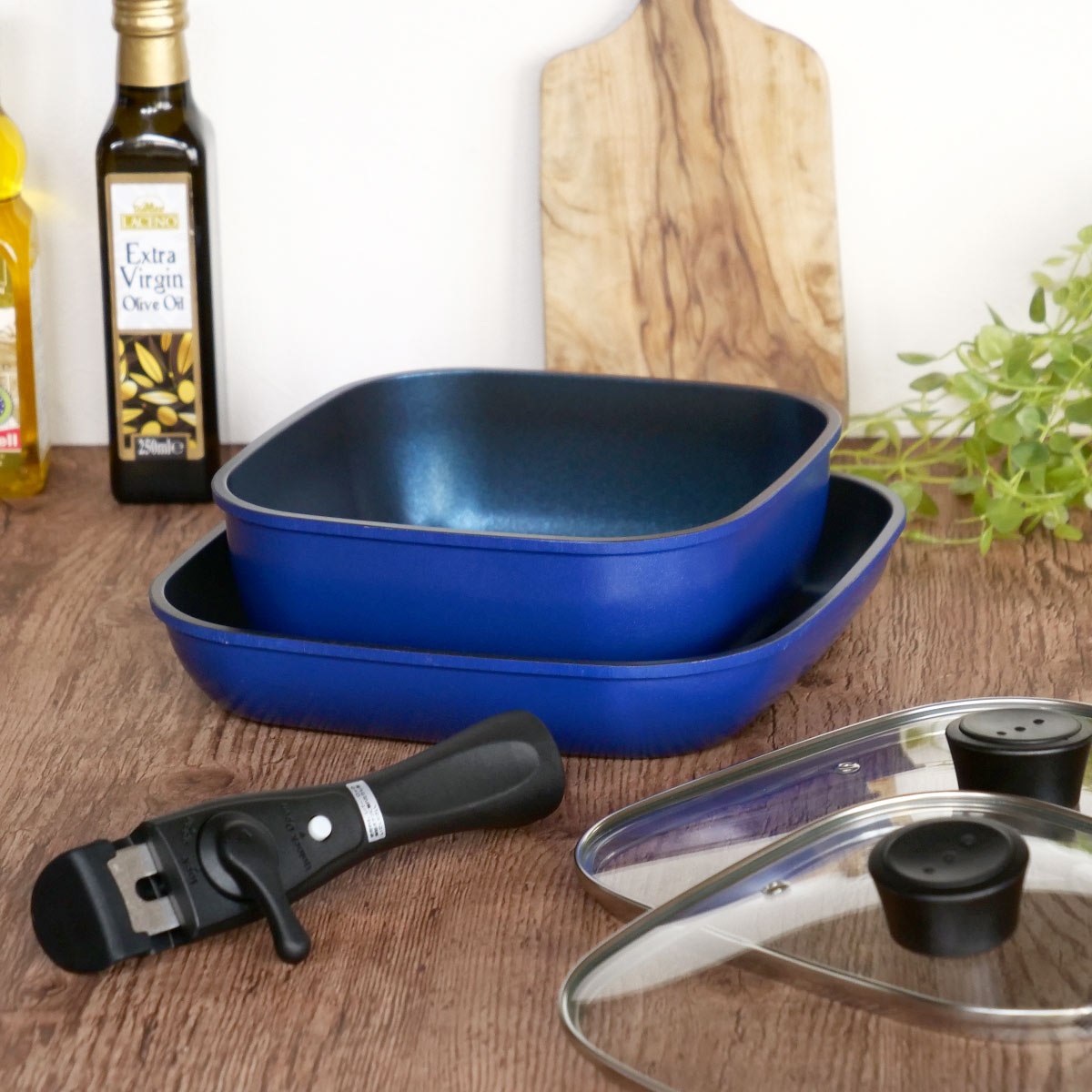 パール金属 フライパン 鍋 5点セット IH対応 スタックプラス ブルー