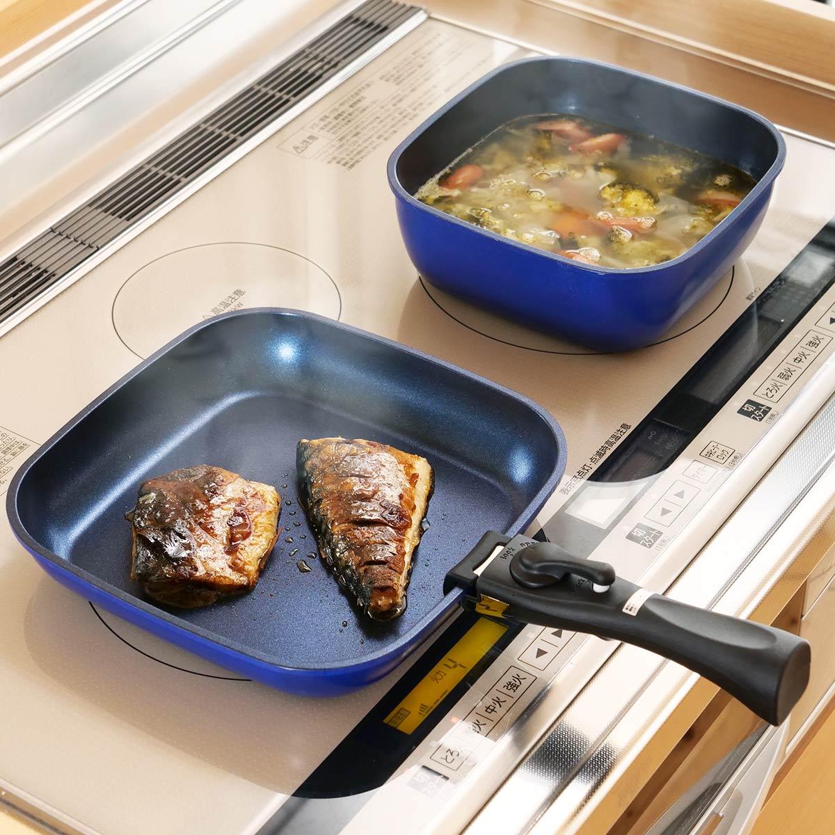 パール金属 フライパン 鍋 5点セット IH対応 スタックプラス ブルー