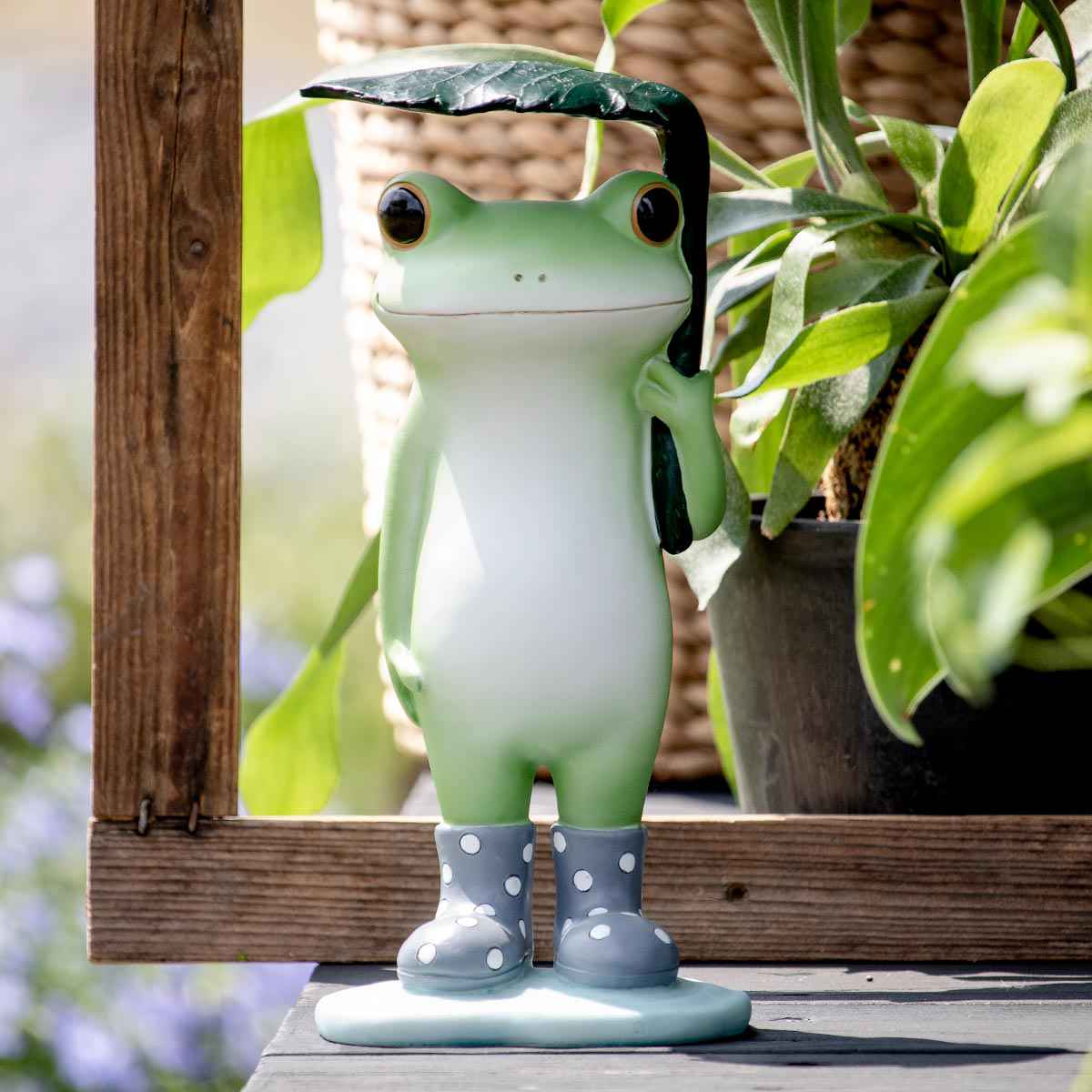 ガーデン オーナメント 葉っぱ傘カエル Copeau （ コポー カエル