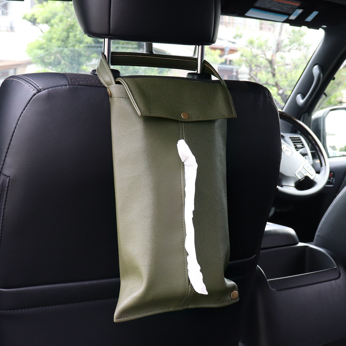 ティッシュケース 吊り下げ PUレザー （ ティッシュカバー 車 おしゃれ 壁掛け 置き型 卓上 車内 ティッシュ 収納 ） | ブランド登録なし | 24
