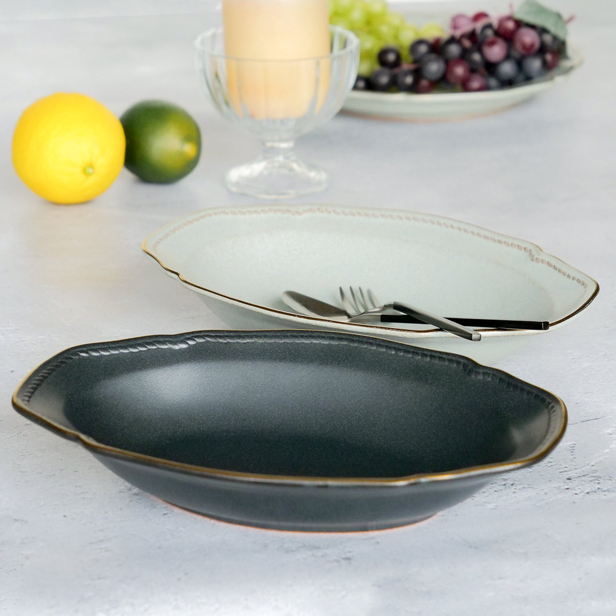 aito製作所 ボウル 24.5cm オーバルボウル ステッチ 陶器 美濃焼 （ 食