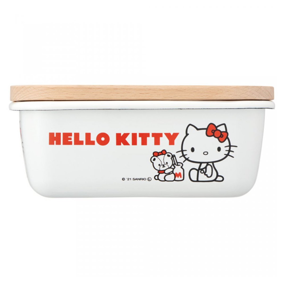 スケーター バターケース ホーロー 木蓋付き ハローキティ （ ホーロー