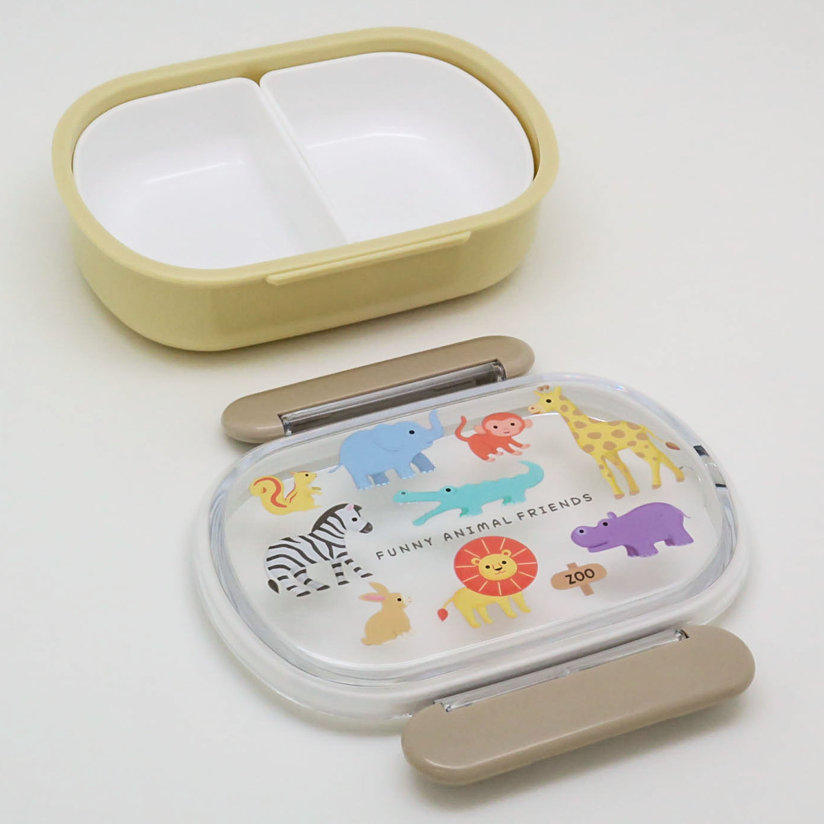 OSK（オーエスケー） 弁当箱 ミニ 1段 270ml アニマルフレンズ 小判型