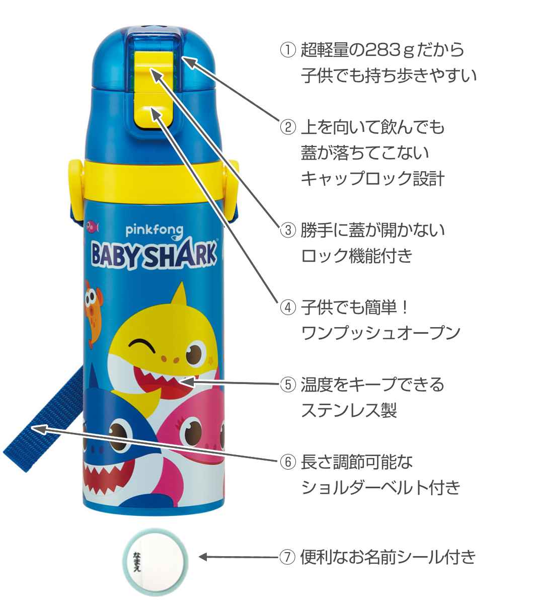スケーター 水筒 キッズ 470ml ステンレス 直飲み ワンタッチ ベイビー