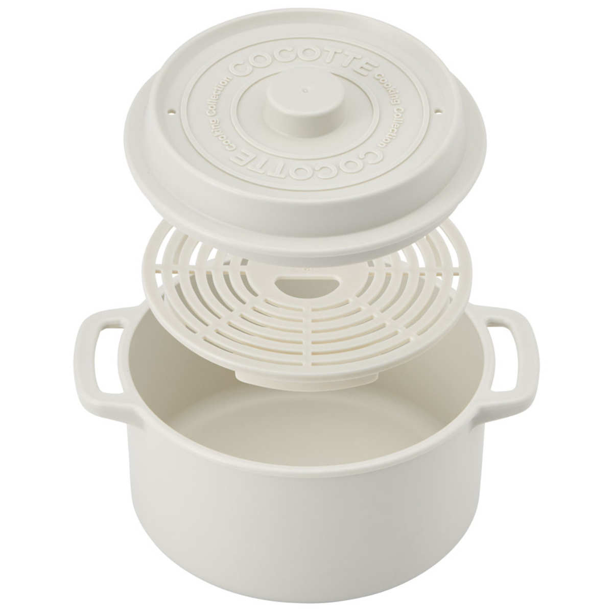 スケーター 電子レンジ調理器 13cm 蒸しザル付き ココット風電子レンジ