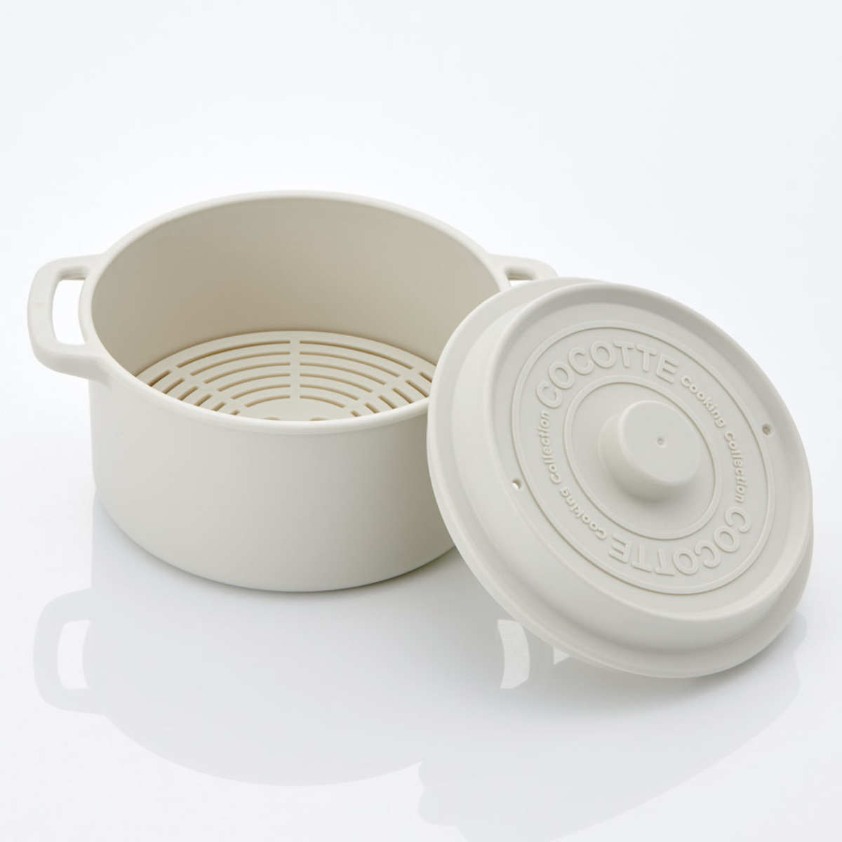 スケーター 電子レンジ調理器 13cm 蒸しザル付き ココット風電子レンジ