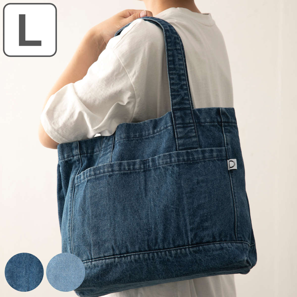 coleco エコバッグ トートバッグ デニム S マチ広 仕切り付き COCOWALK