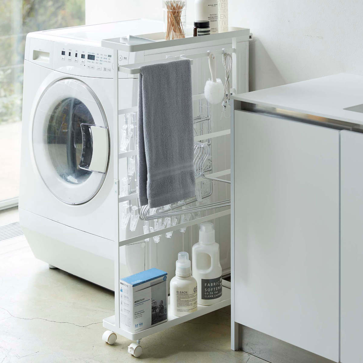 山崎実業 tower 洗濯用品収納ワゴン タワー （ 4903208056557 隙間収納