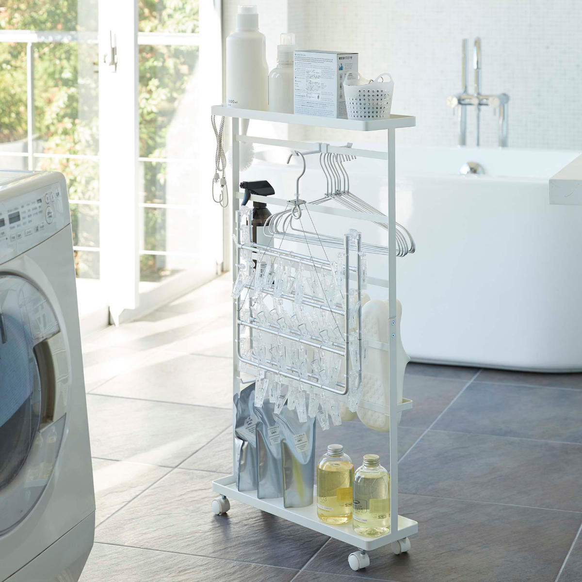 山崎実業 tower 洗濯用品収納ワゴン タワー （ 4903208056557 隙間収納