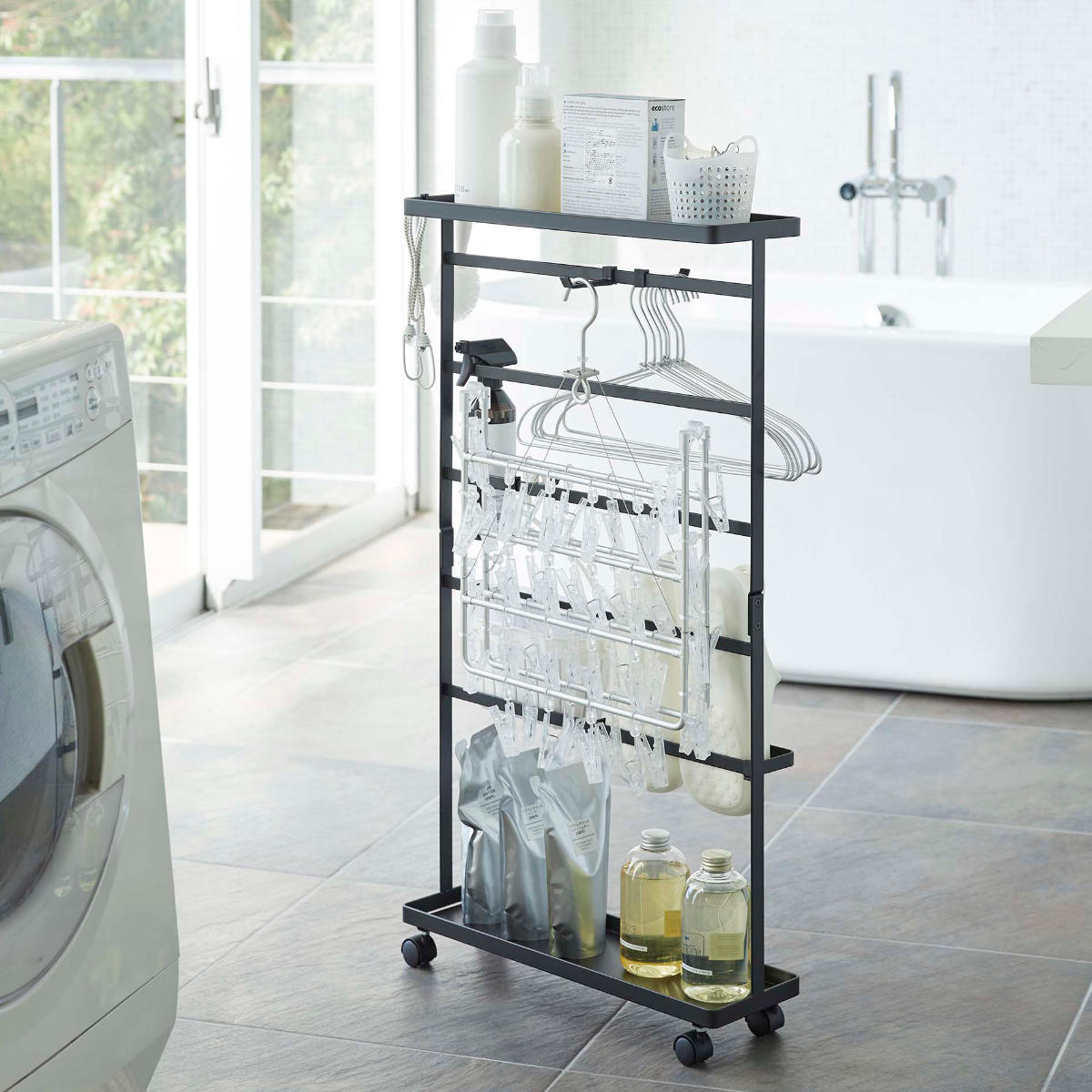 山崎実業 tower 洗濯用品収納ワゴン タワー （ 4903208056557 隙間収納