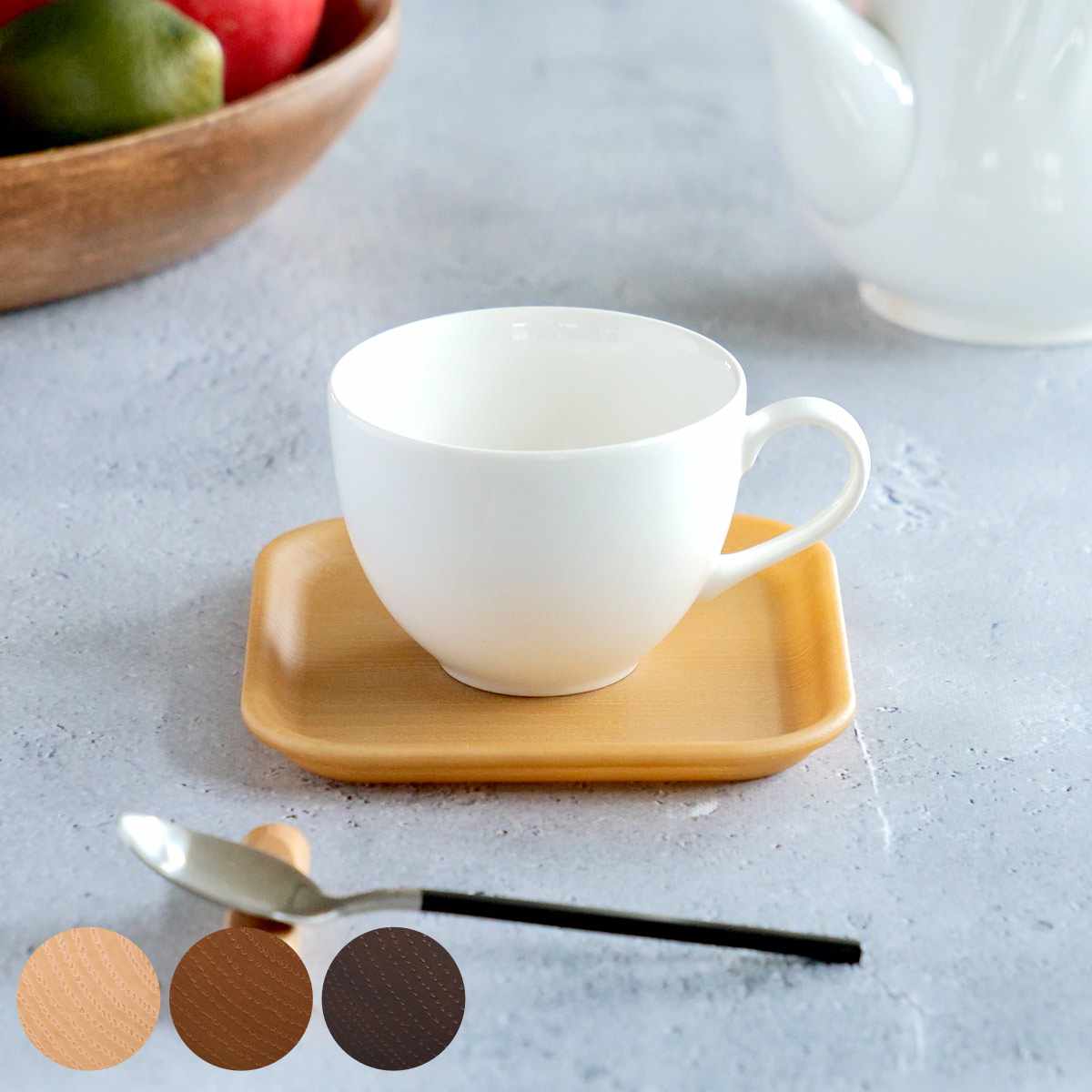 コースター 12cm Nhhome 木目調 プラスチック （ お茶用品 茶托 茶たく