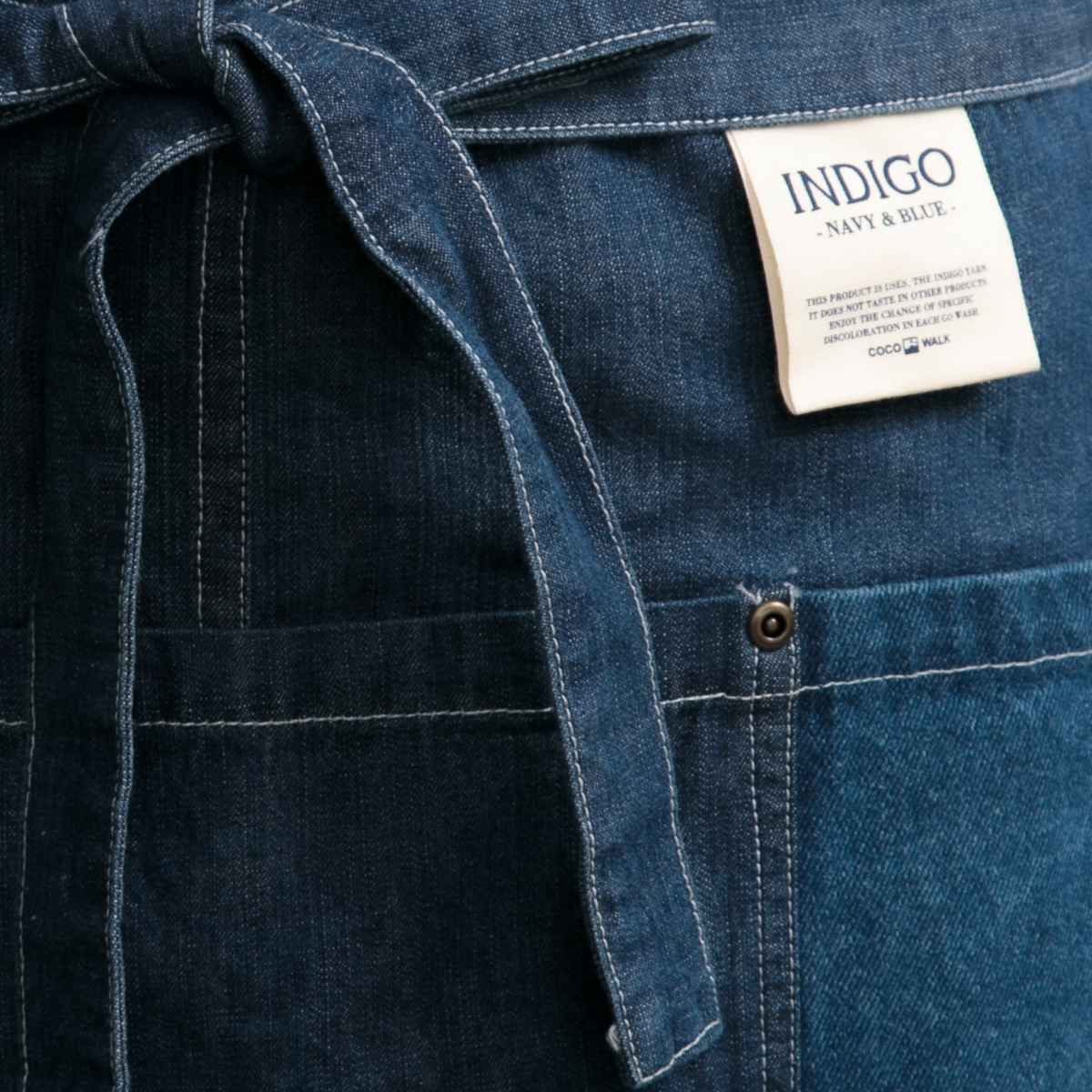 エプロン 綿100％ ギャルソンエプロン デニム ポケット付き COCOWALK