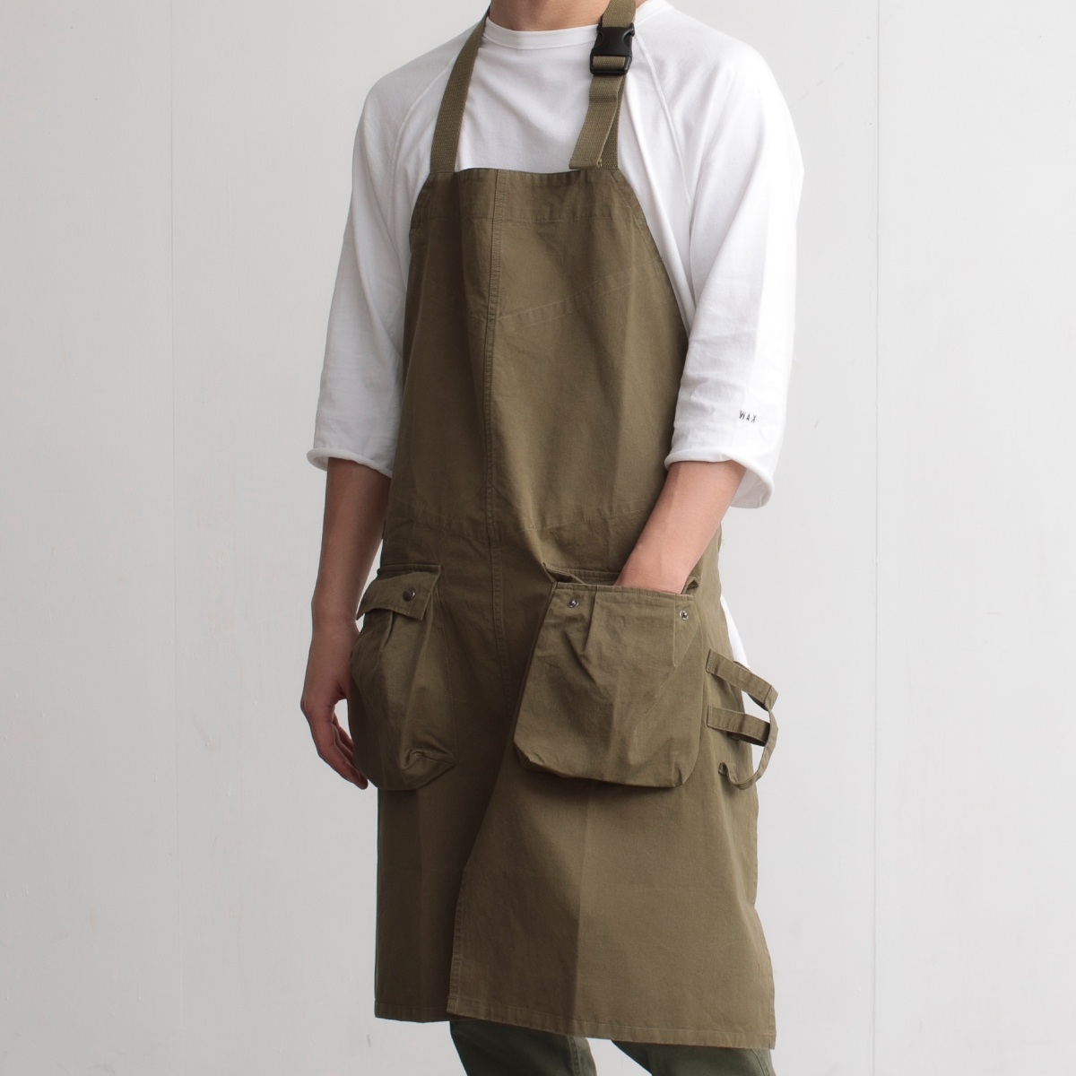 エプロン 綿100％ メンズBBQエプロン ポケット付き ループ付き