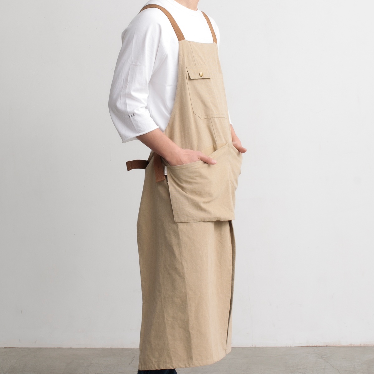 エプロン 綿100％ メンズガーデニングエプロン ポケット付き ループ