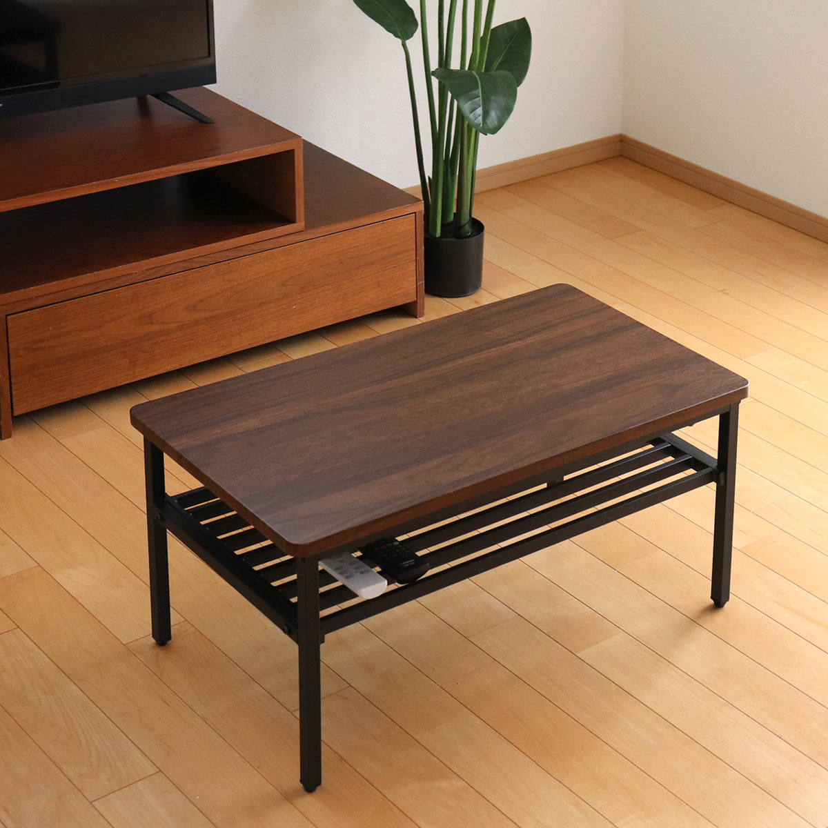 アウトレット） センターテーブル 幅80cm ラック スチール脚