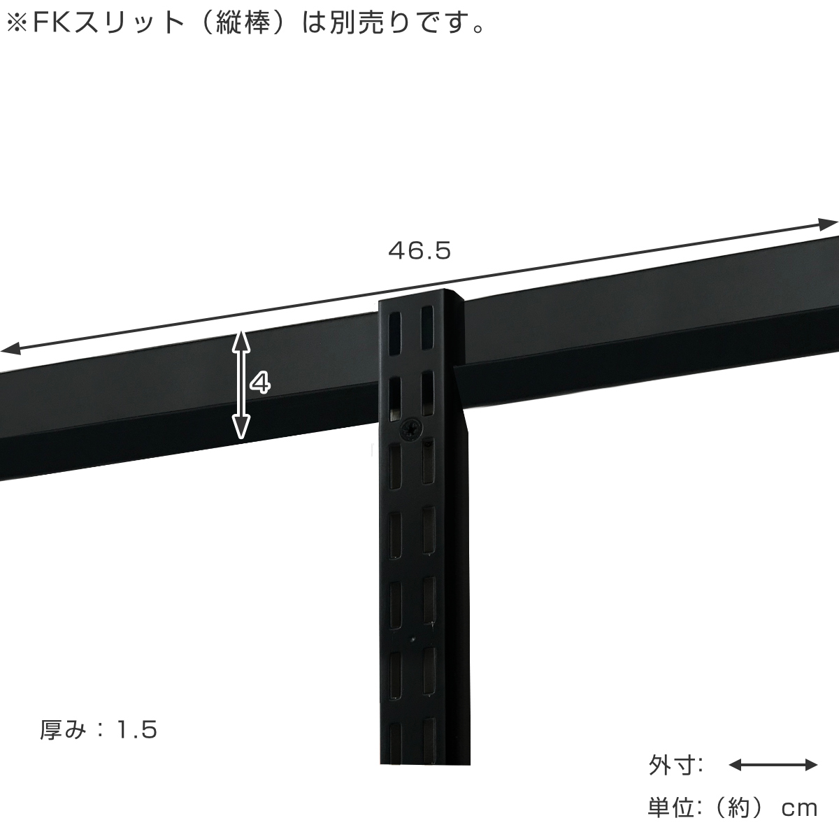 壁面収納 FKレール 幅46.5cm フィットラック ブラック （ 幅465mm