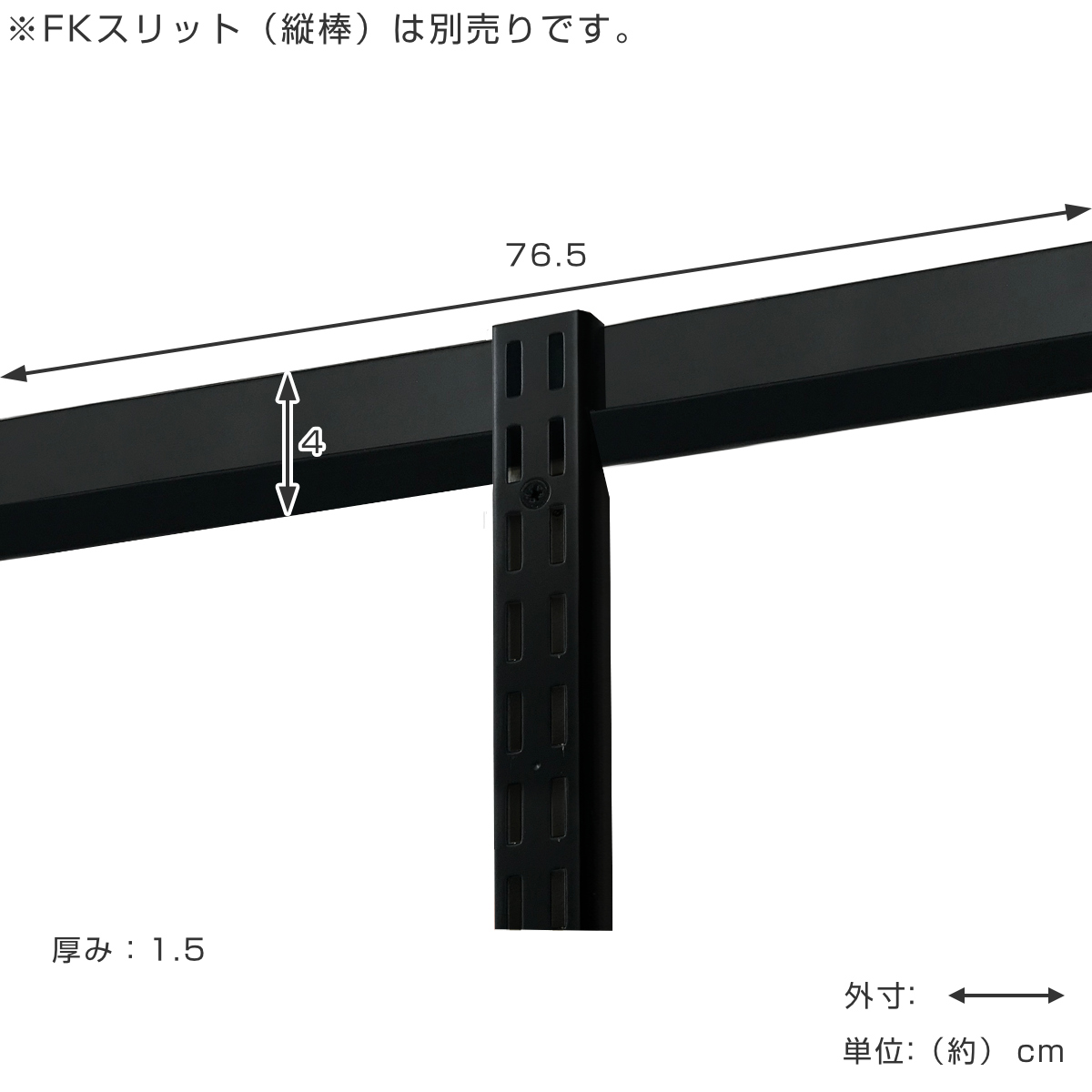 壁面収納 FKレール 幅76.5cm フィットラック ブラック （ 幅765mm
