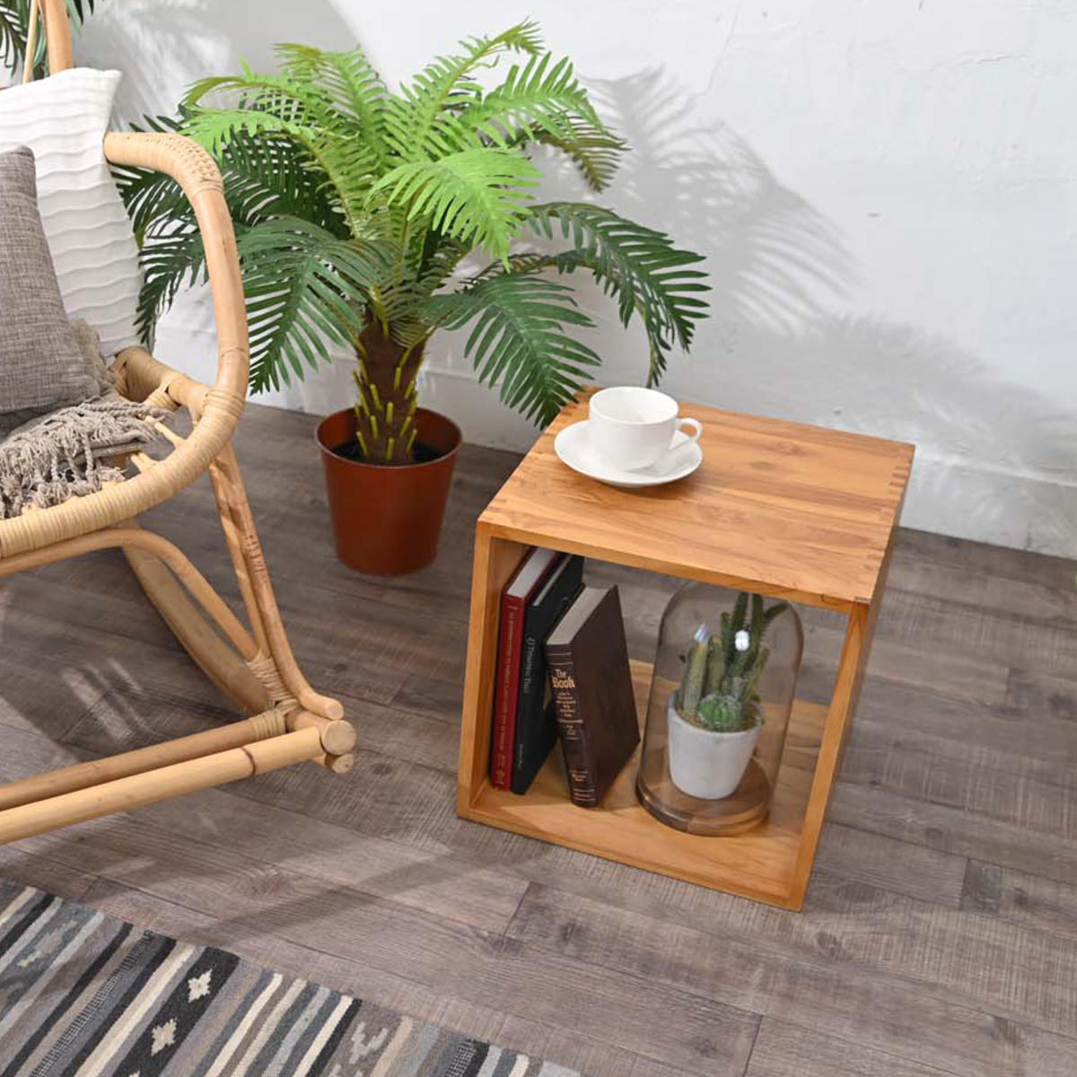 オープンラック ボックス型 チーク材 36cm角 （ 収納ボックス キューブ