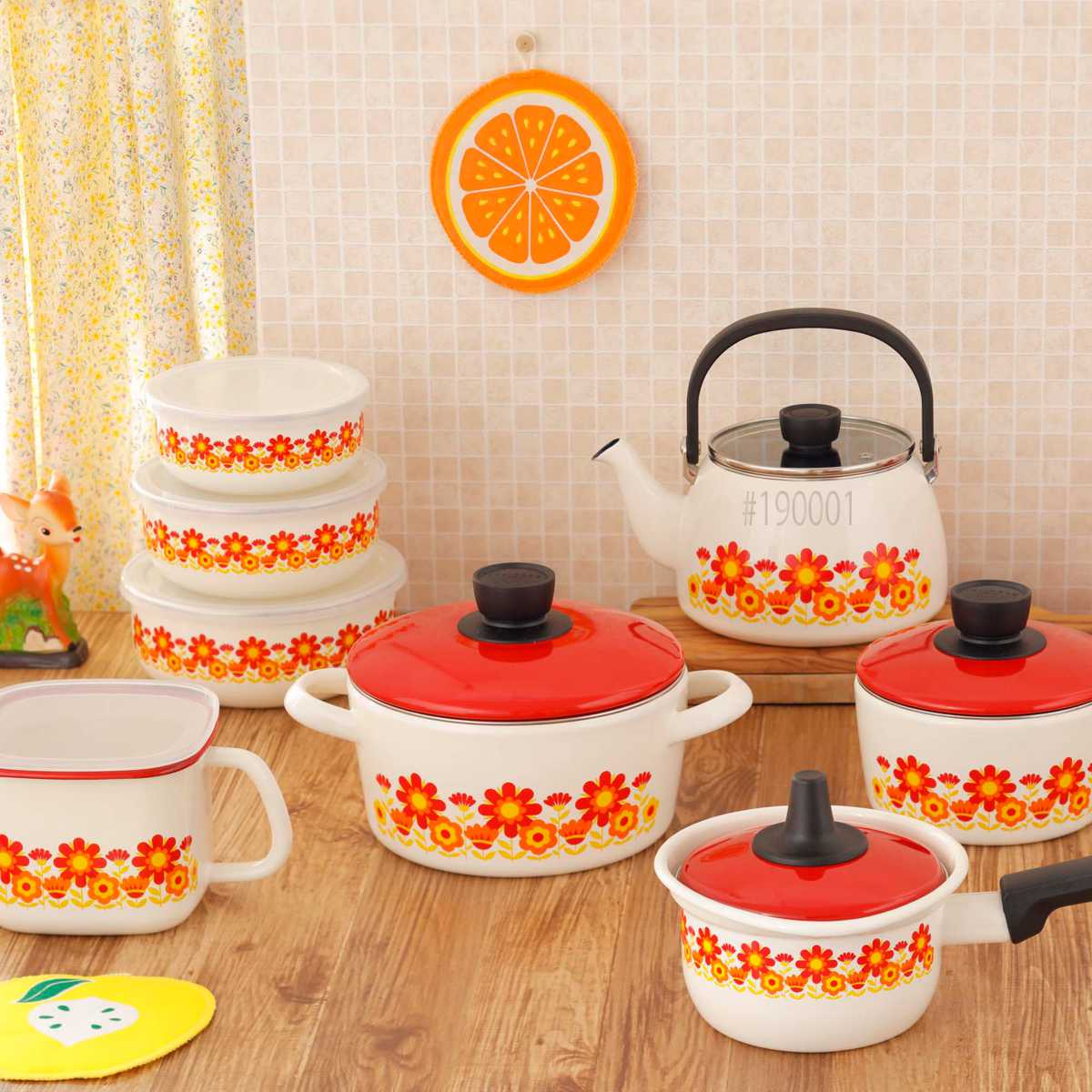 ホーロー保存容器 花柄 大容量 富士ホーロー 保存容器 800ml メモリーズ 14cm 丸型容器 サンフラワー