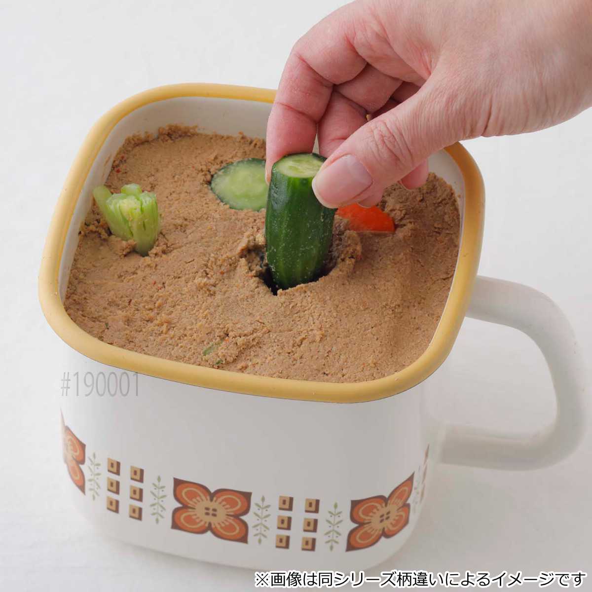 富士ホーロー 保存容器 1.5L メモリーズ 角型みそポット ゴールド