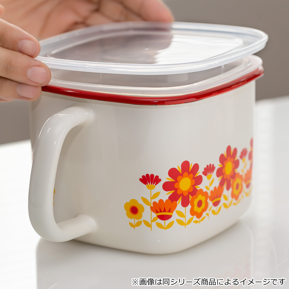 富士ホーロー 保存容器 1.5L メモリーズ 角型みそポット ゴールド