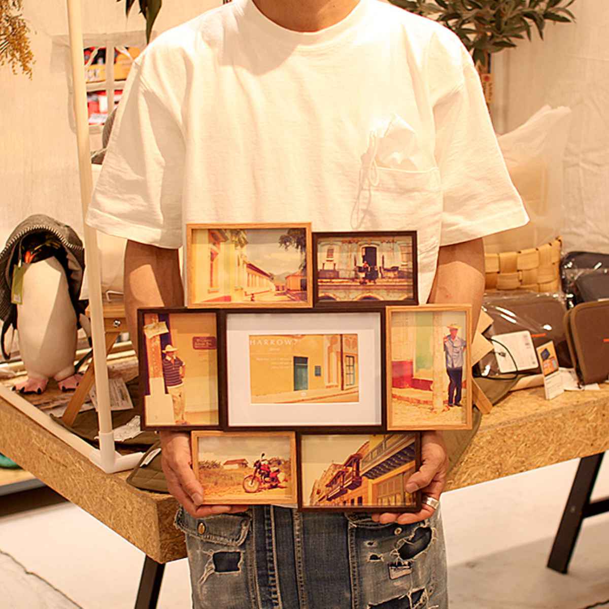 フォトフレーム Harrow 7 L判 KG判 スタンド 壁掛け 7面 木製