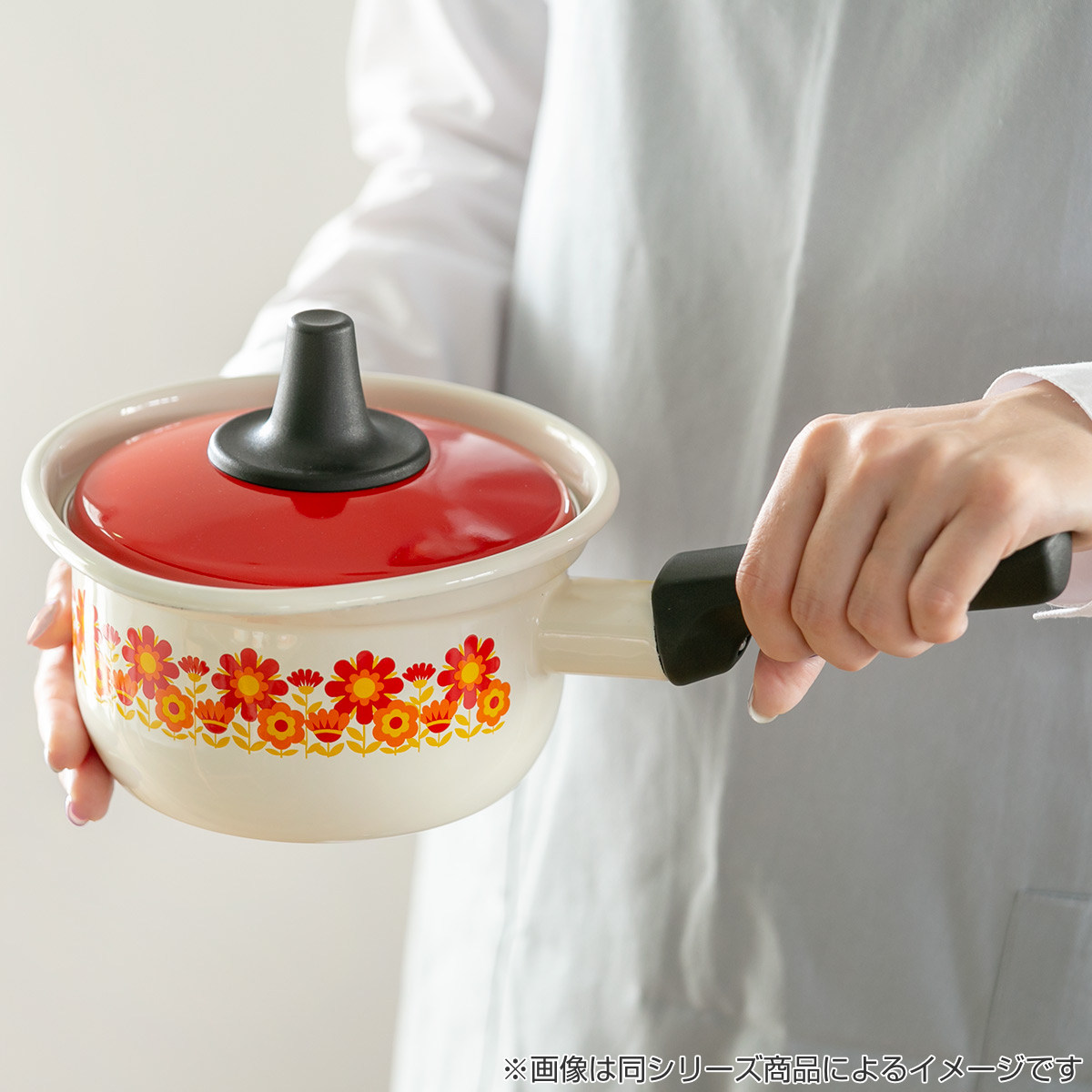 ホーロー鍋セット　象印　片手なべ、両手なべセット 富士ホーロー ミルクパン 14cm IH対応 メモリーズ ブルーフラワー 片手