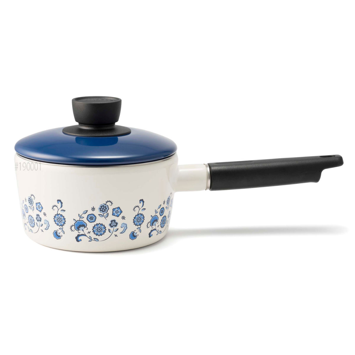 富士ホーロー ソースパン 16cm IH対応 メモリーズ ブルーフラワー 片手
