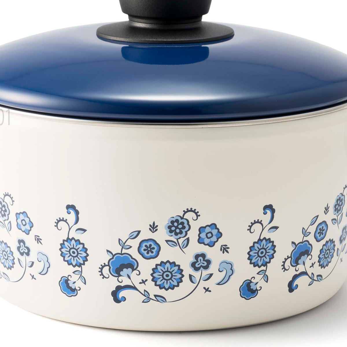 富士ホーロー キャセロール 20cm IH対応 メモリーズ ブルーフラワー