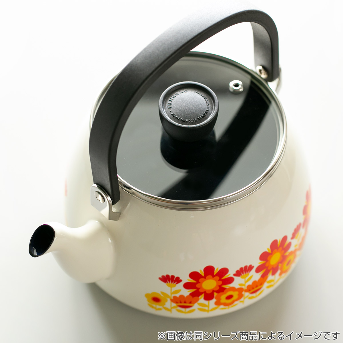 富士ホーロー やかん 2.5L IH対応 メモリーズ ブルーフラワー ケトル