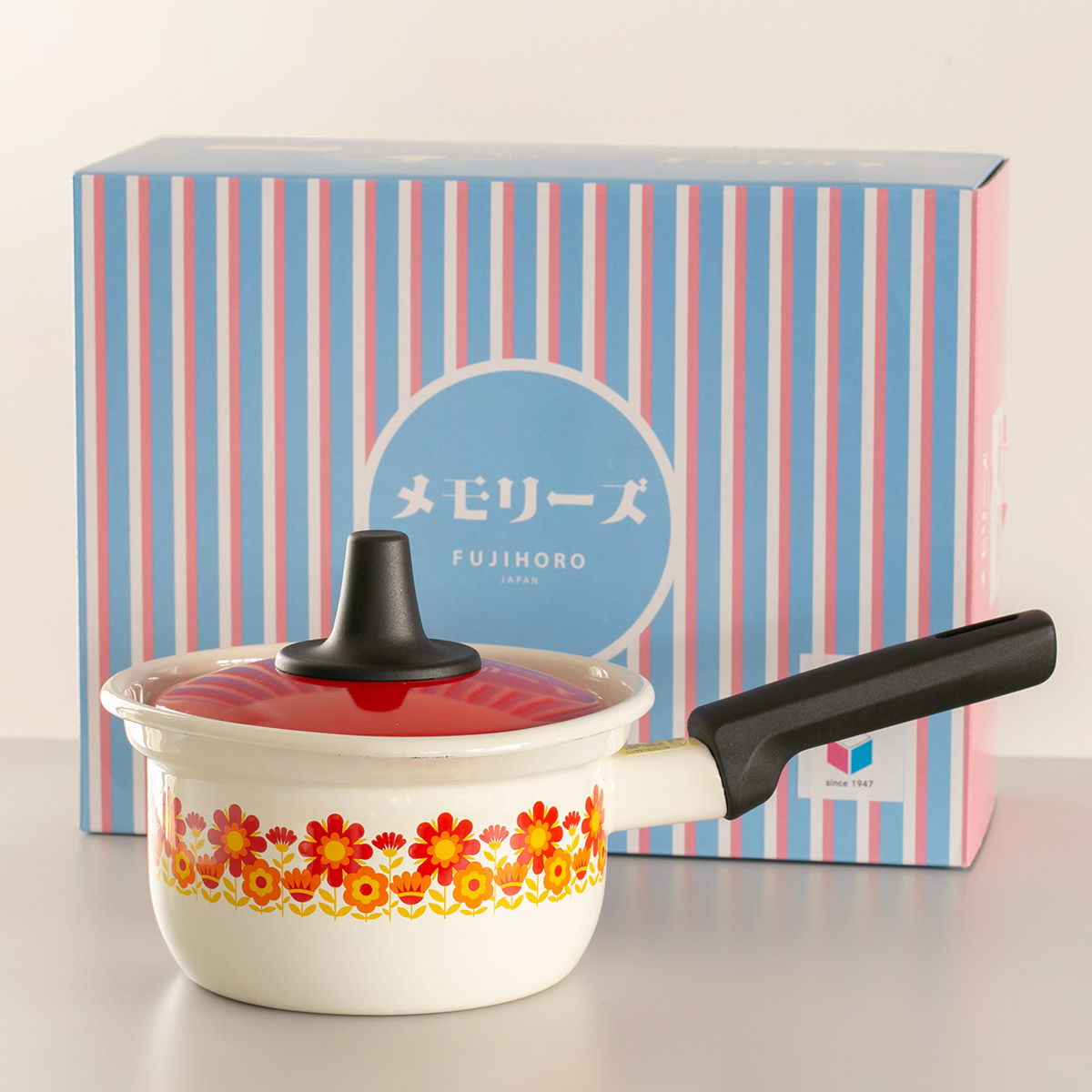 富士ホーロー ミルクパン 14cm IH対応 メモリーズ サンフラワー 片手鍋