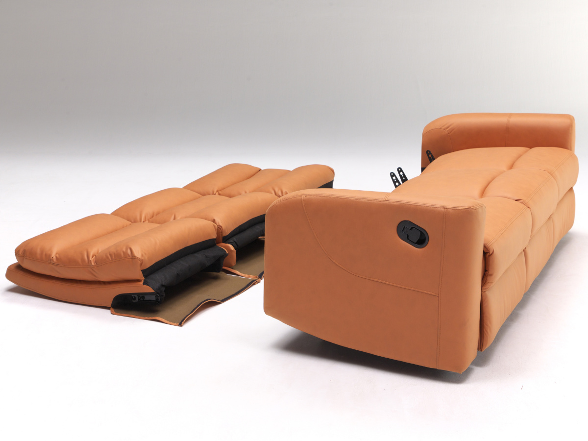 ソファ 手動モーション 三人掛け幅206cm トーマス レザー調 （ 開梱