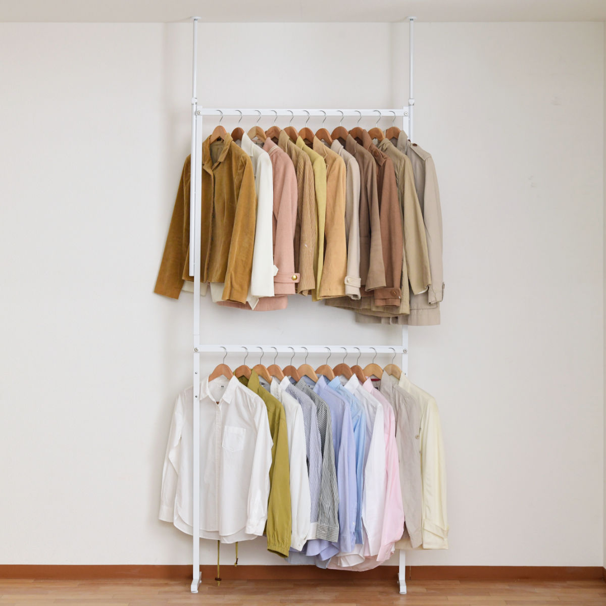 突っ張りラック ツッパリナナメ掛けハンガーラック ワイド 幅97.5cm