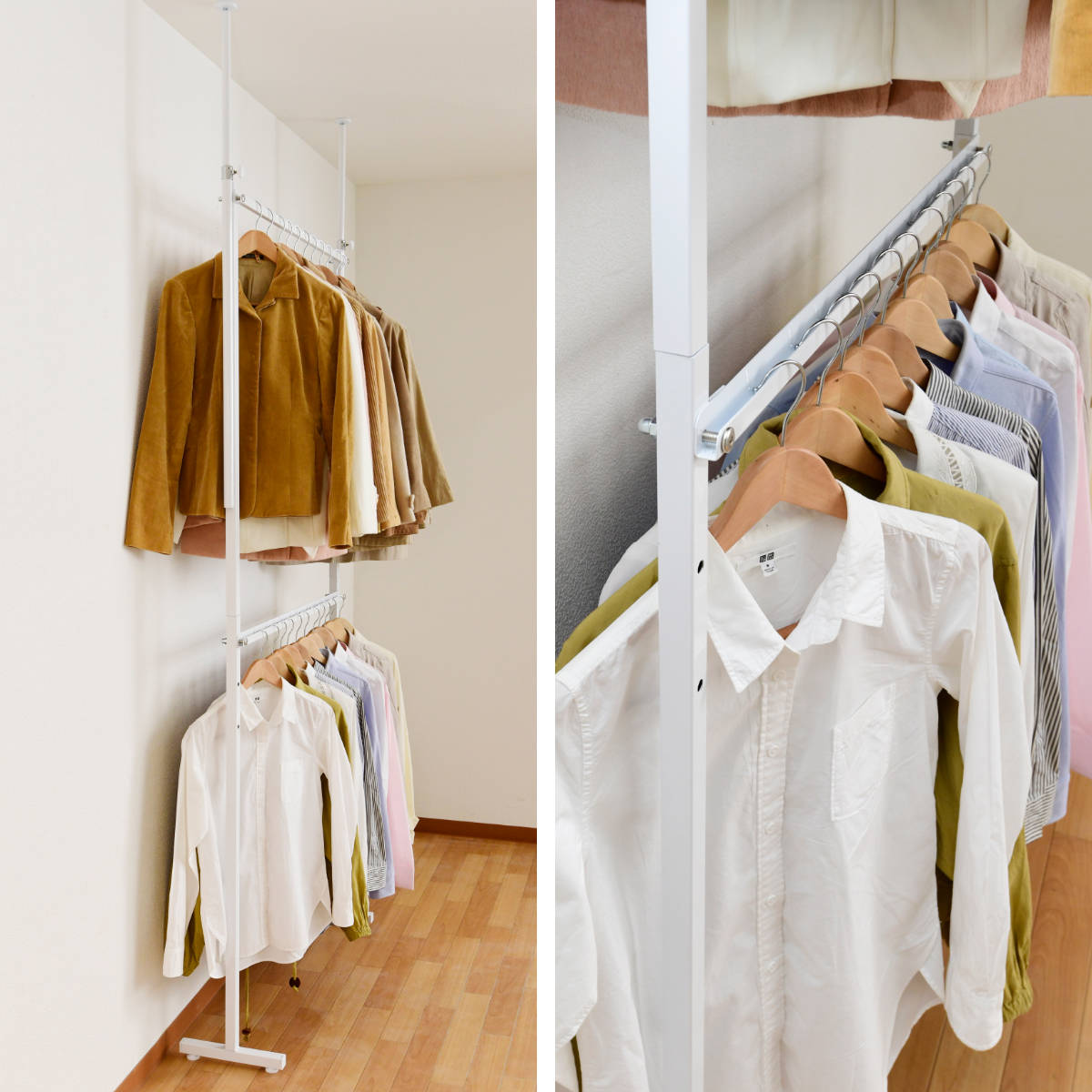 突っ張りラック ツッパリナナメ掛けハンガーラック ワイド 幅97.5cm