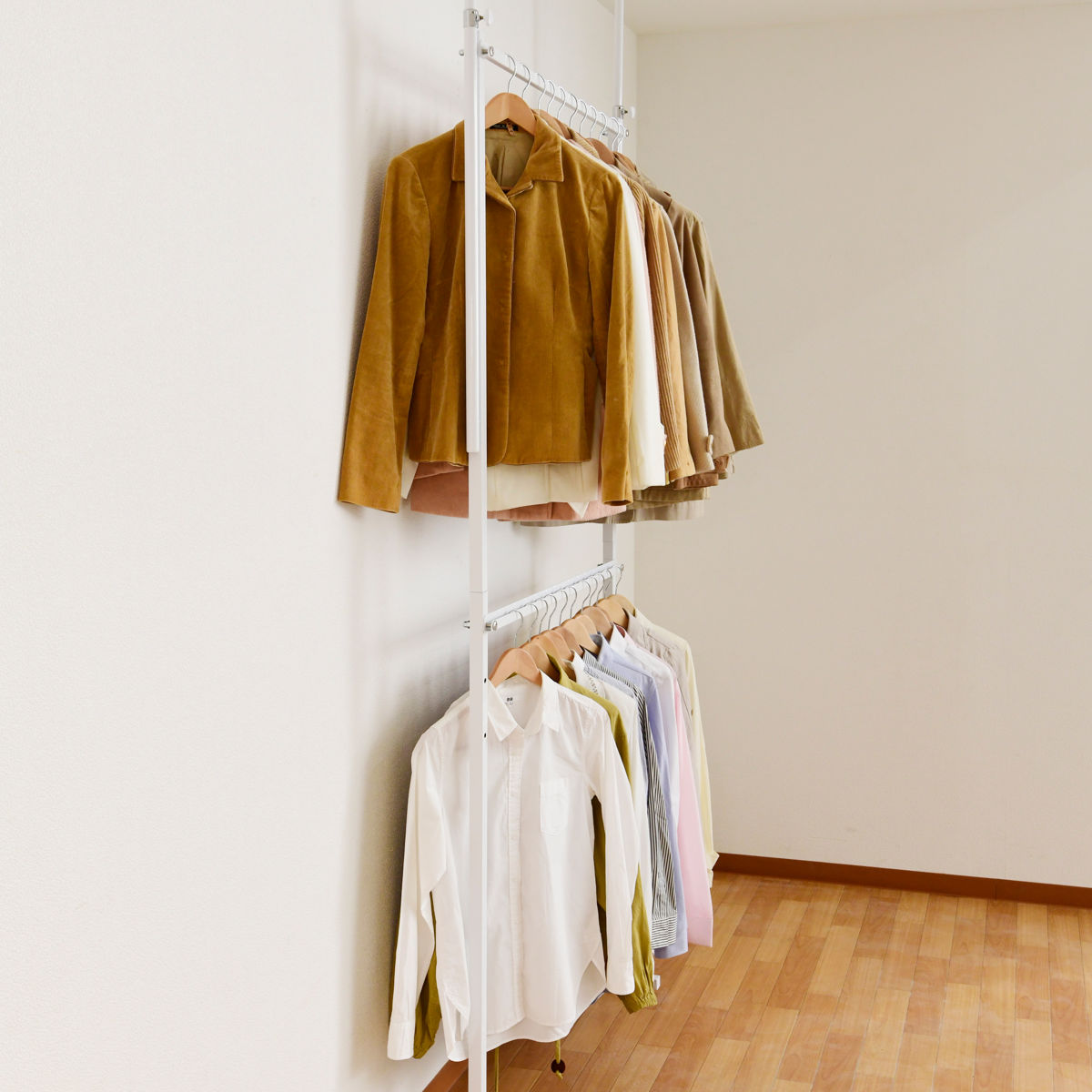 突っ張りラック ツッパリナナメ掛けハンガーラック ワイド 幅97.5cm