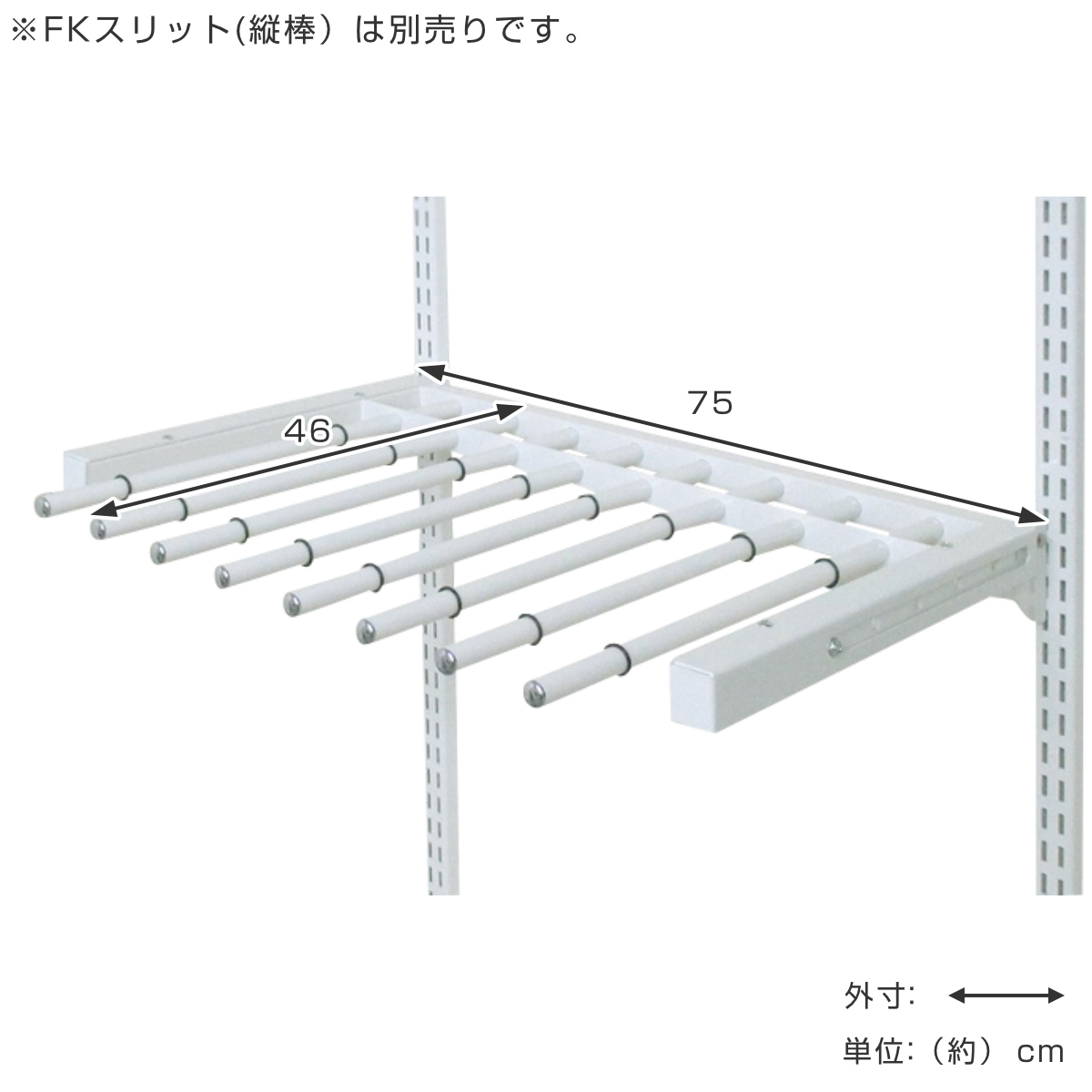 壁面収納 フィットラック スライドパンツラックセット 幅75cm （ W750 スラックスハンガー 10本掛け スライド 収納 ズボンハンガー パーツ オプション 部品 ）_2