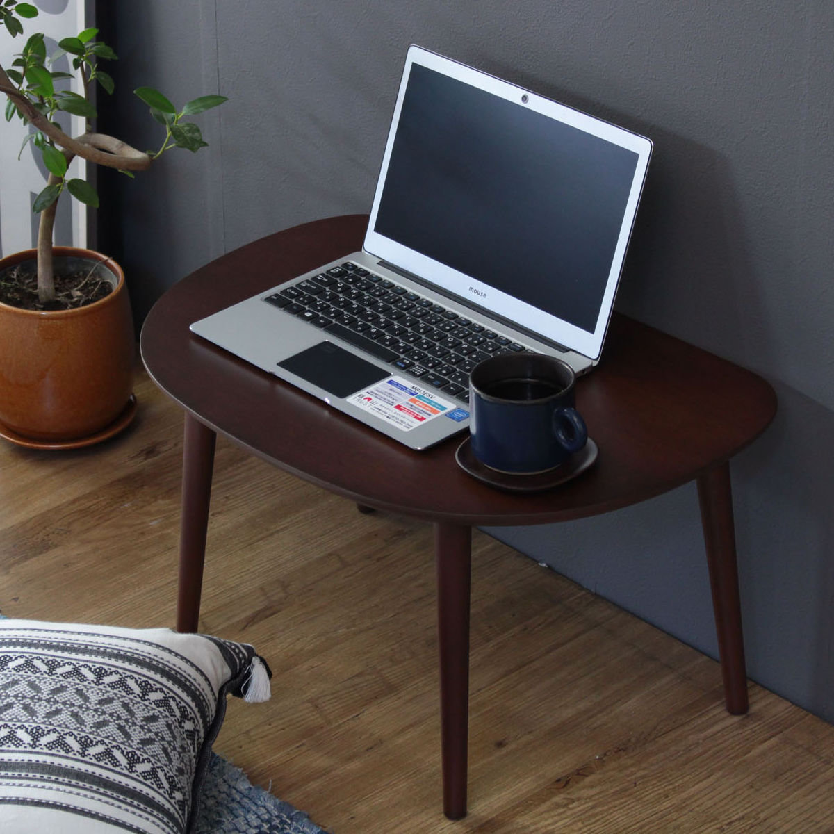 岩附 センターテーブル 幅75cm 天然木突板 オーバル （ テーブル ロー