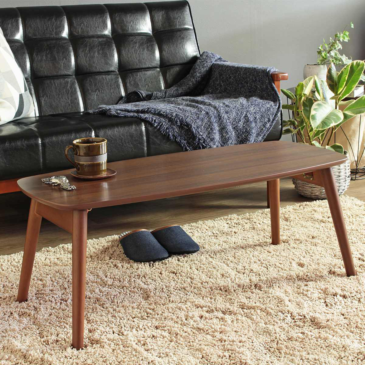 岩附 センターテーブル 幅90cm 折りたたみ 木製 （ テーブル ロー