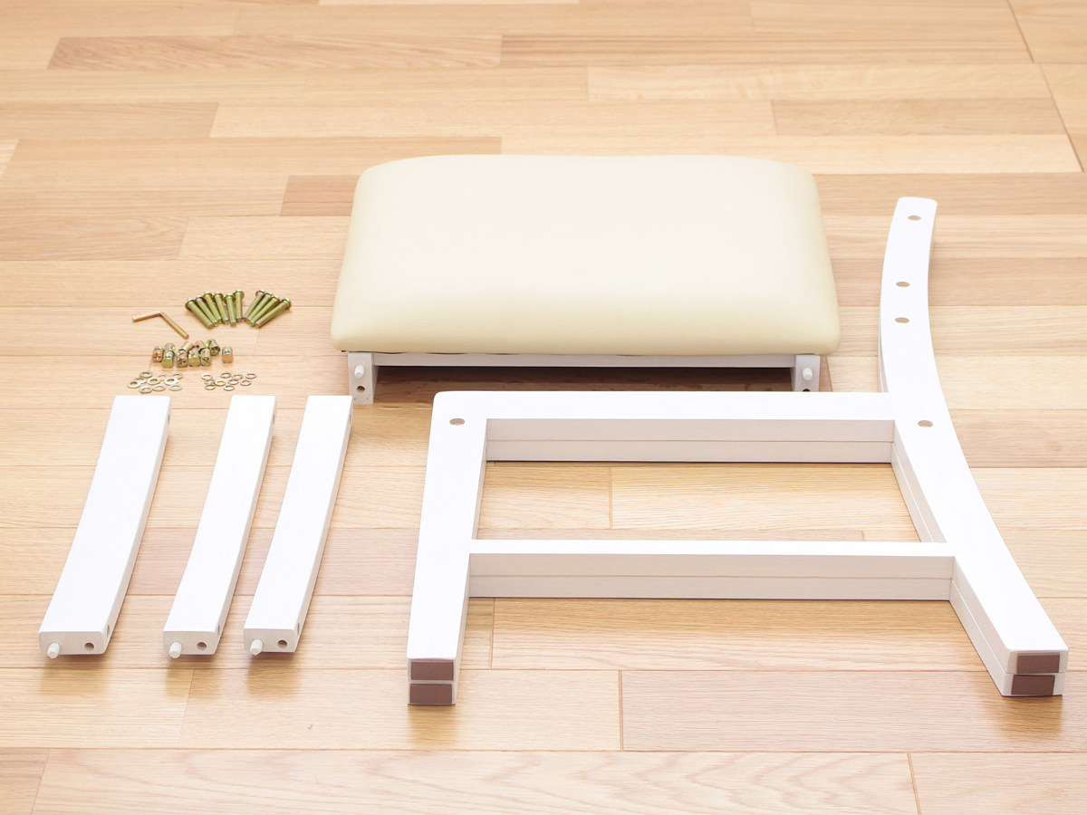 岩附 チェア Gallow 座面高42cm 木製 ホワイト フレンチカントリー